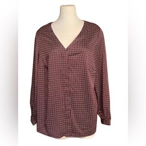 Alfani Burgundy Geometric‎ Blouse